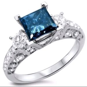 Dazzling Blue and Silver Women's Ring - 925 Silver/CZ -  Size in Photo